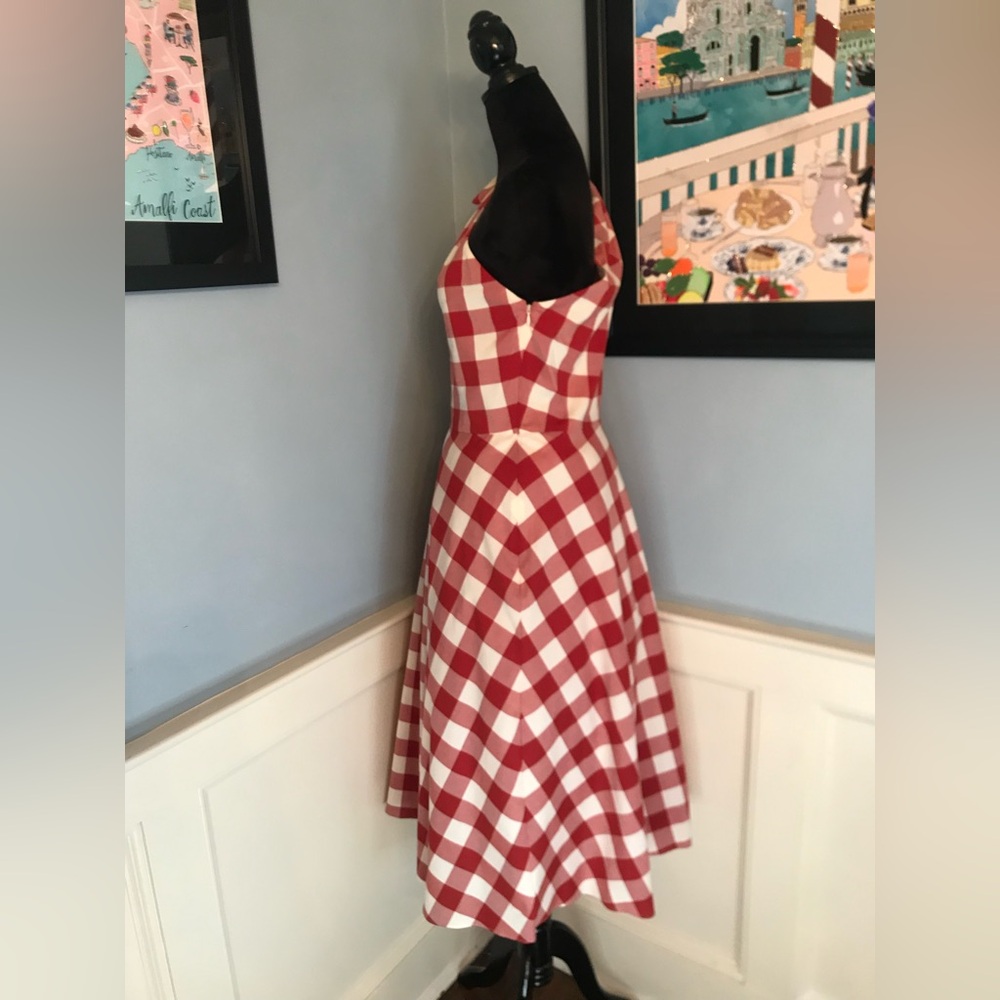 Kate Spade New York NWT Red and White Gingham Lava Falls Midi Dress Sz 14 - Picture 8 of 15